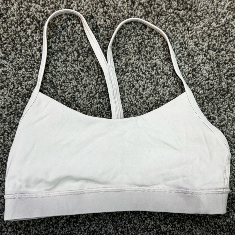 White Lululemon Flow Y Bra